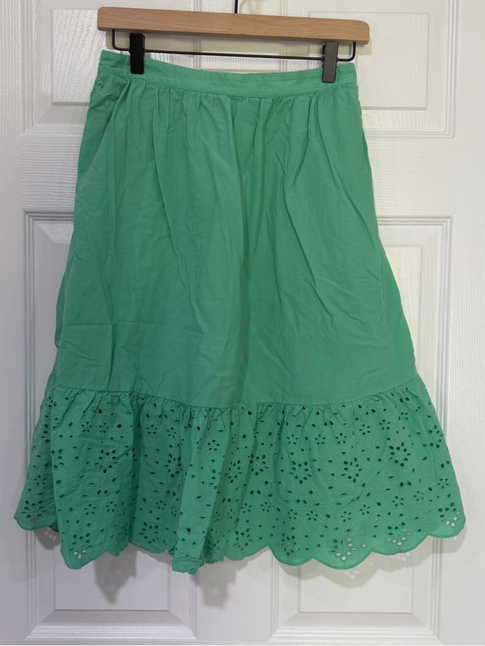 J. Crew Mint Green Eyelet Tiered A-Line Skirt